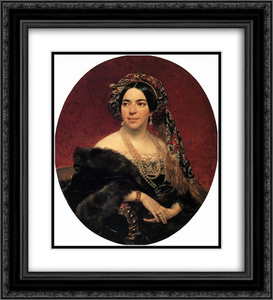 Portrait of Princess Z. A. Volkonskaya 20x22 Black Ornate Wood Framed Art Print Poster with Double Matting by Bryullov, Karl