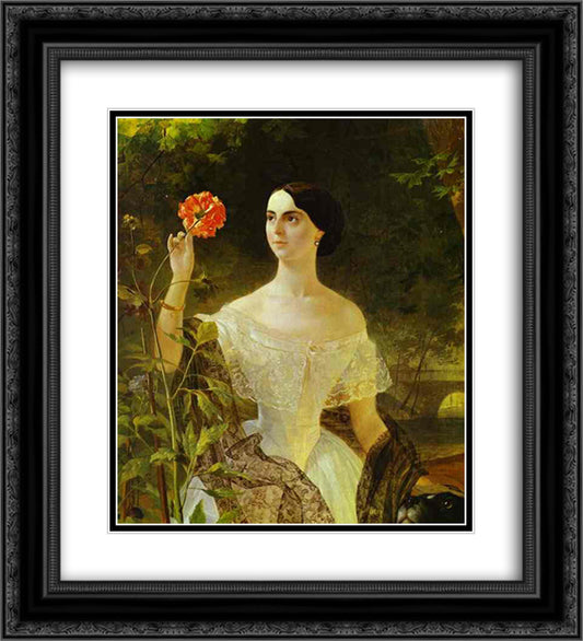 Portrait of S. A. Bobrinsky 20x22 Black Ornate Wood Framed Art Print Poster with Double Matting by Bryullov, Karl