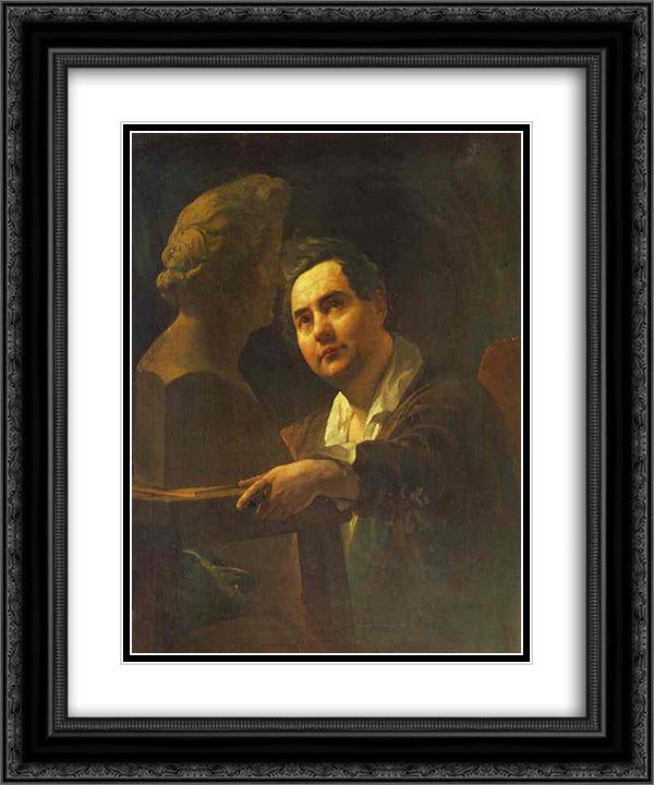 Portrait of Sculptor I. P. Vitaly 20x24 Black Ornate Wood Framed Art Print Poster with Double Matting by Bryullov, Karl
