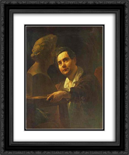 Portrait of Sculptor I. P. Vitaly 20x24 Black Ornate Wood Framed Art Print Poster with Double Matting by Bryullov, Karl