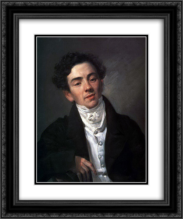 Portrait of the Actor A. N. Ramazanov 20x24 Black Ornate Wood Framed Art Print Poster with Double Matting by Bryullov, Karl