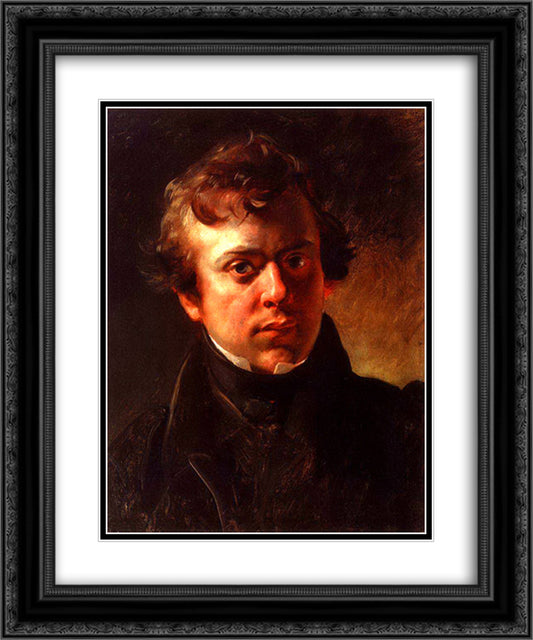 Portrait of the architect A. Gornostaev 20x24 Black Ornate Wood Framed Art Print Poster with Double Matting by Bryullov, Karl