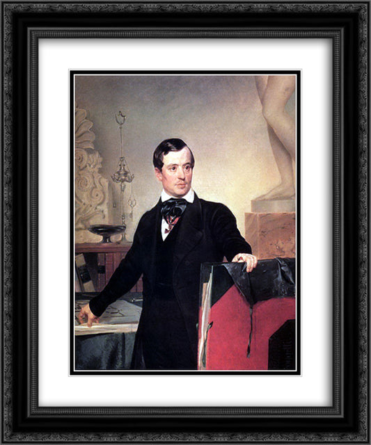 Portrait of the Architect and Painter Alexander Brulloff 20x24 Black Ornate Wood Framed Art Print Poster with Double Matting by Bryullov, Karl