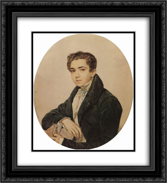 Portrait of the Artist Prince G. G. Gagarin 20x22 Black Ornate Wood Framed Art Print Poster with Double Matting by Bryullov, Karl