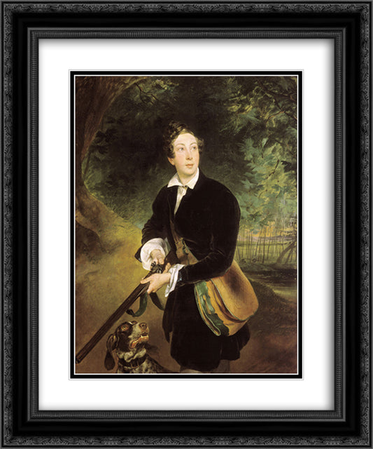 Portrait of the Poet and Playwright Alexey Tolstoy as a Youth 20x24 Black Ornate Wood Framed Art Print Poster with Double Matting by Bryullov, Karl