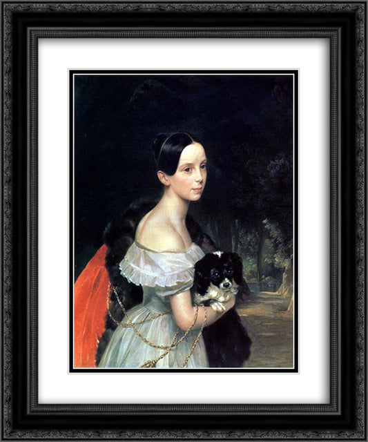 Portrait of U. M. Smirnova 20x24 Black Ornate Wood Framed Art Print Poster with Double Matting by Bryullov, Karl