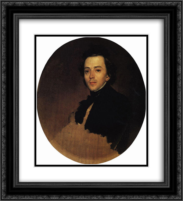 Portrait of V. V. Samoilov 20x22 Black Ornate Wood Framed Art Print Poster with Double Matting by Bryullov, Karl