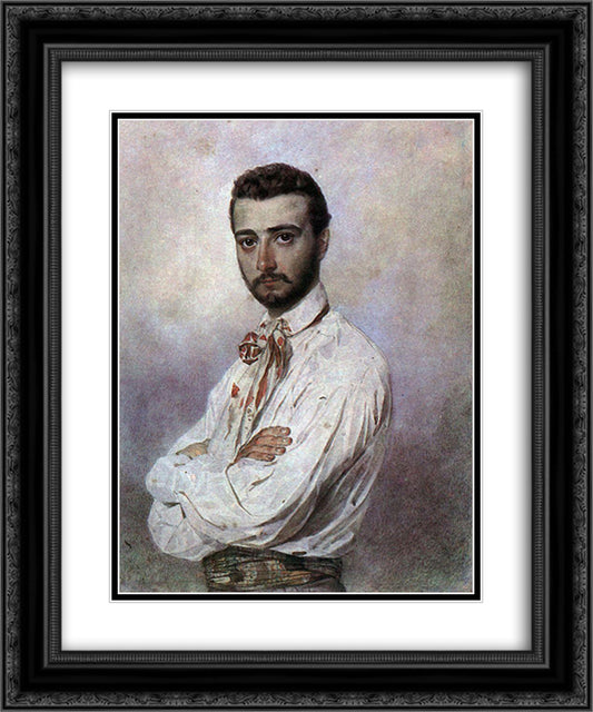 Portrait of Vincenzo Tittoni 20x24 Black Ornate Wood Framed Art Print Poster with Double Matting by Bryullov, Karl