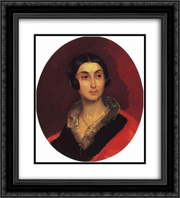 Portrait of Ye. I. Ton 20x22 Black Ornate Wood Framed Art Print Poster with Double Matting by Bryullov, Karl