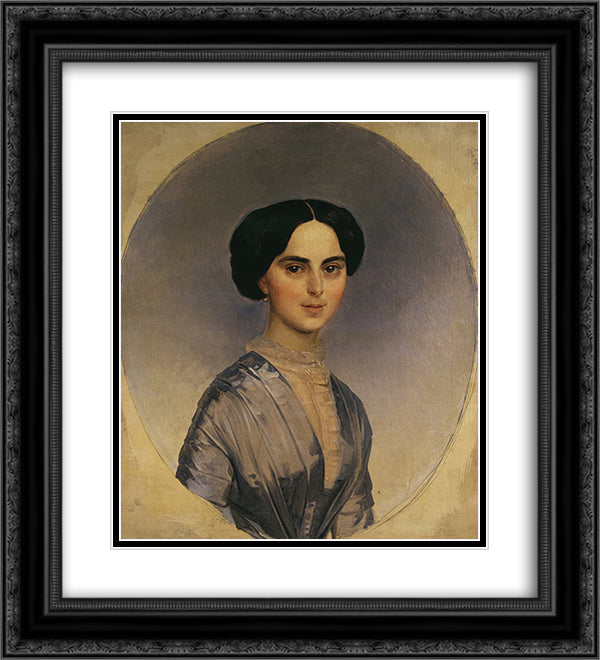 Sophia Bobrinskaya 20x22 Black Ornate Wood Framed Art Print Poster with Double Matting by Bryullov, Karl