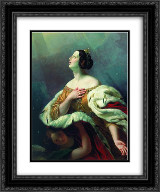 St. Alexandra 20x24 Black Ornate Wood Framed Art Print Poster with Double Matting by Bryullov, Karl