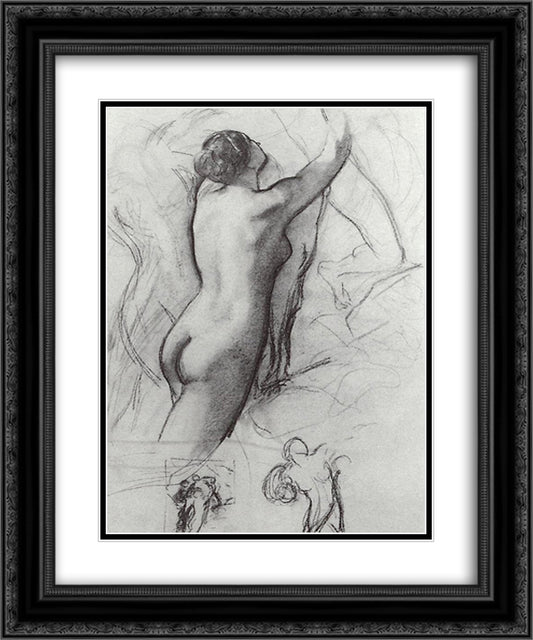 The Nymph 20x24 Black Ornate Wood Framed Art Print Poster with Double Matting by Bryullov, Karl