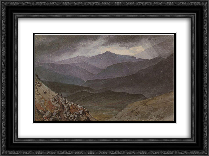 The road in the Sinai after the storm 24x18 Black Ornate Wood Framed Art Print Poster with Double Matting by Bryullov, Karl