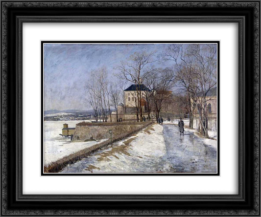 Fra Akershus 24x20 Black Ornate Wood Framed Art Print Poster with Double Matting by Diriks, Karl Edvard