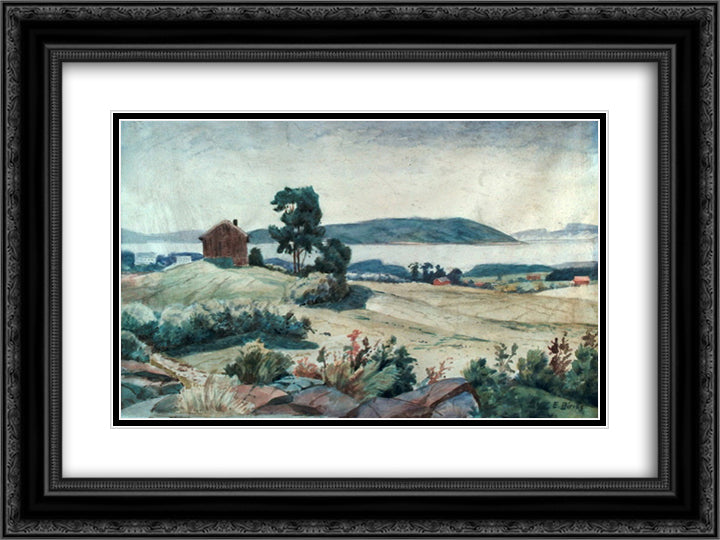 Fra Froensjordene 24x18 Black Ornate Wood Framed Art Print Poster with Double Matting by Diriks, Karl Edvard