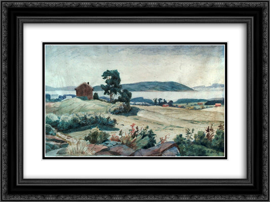 Fra Froensjordene 24x18 Black Ornate Wood Framed Art Print Poster with Double Matting by Diriks, Karl Edvard