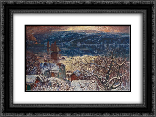 From Drobaksundet 24x18 Black Ornate Wood Framed Art Print Poster with Double Matting by Diriks, Karl Edvard