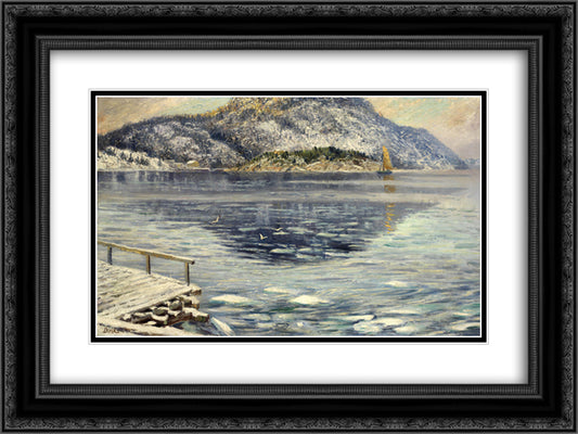 Islosning 24x18 Black Ornate Wood Framed Art Print Poster with Double Matting by Diriks, Karl Edvard