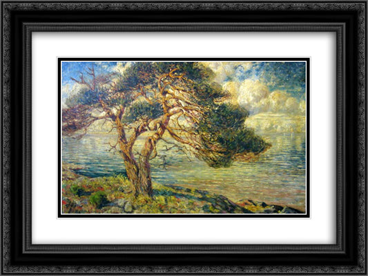 Pin au bord de la mer 24x18 Black Ornate Wood Framed Art Print Poster with Double Matting by Diriks, Karl Edvard