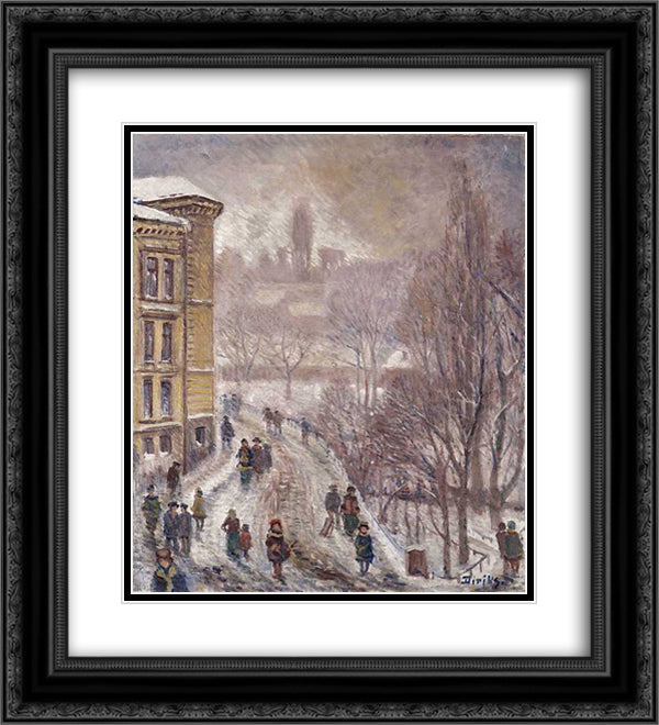 Piperviksbakken 20x22 Black Ornate Wood Framed Art Print Poster with Double Matting by Diriks, Karl Edvard