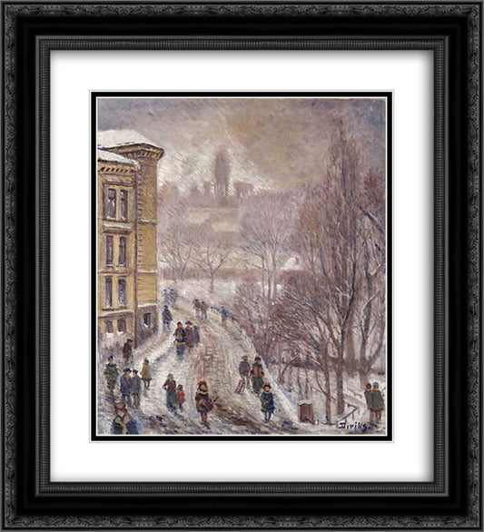 Piperviksbakken 20x22 Black Ornate Wood Framed Art Print Poster with Double Matting by Diriks, Karl Edvard
