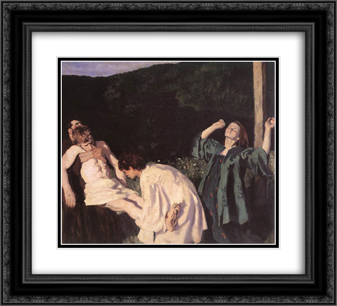 Deposition from the Cross 22x20 Black Ornate Wood Framed Art Print Poster with Double Matting by Ferenczy, Karoly
