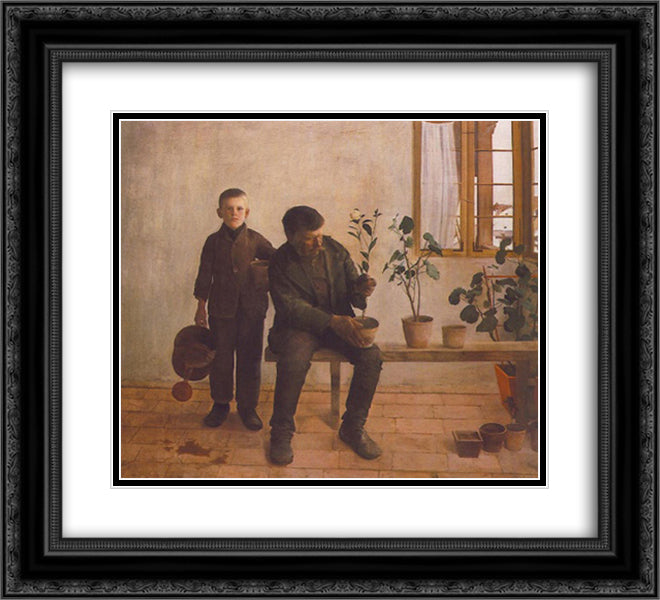 Gardeners 22x20 Black Ornate Wood Framed Art Print Poster with Double Matting by Ferenczy, Karoly