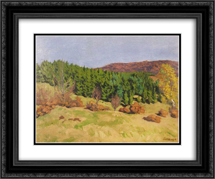 Izvora in Autumn 24x20 Black Ornate Wood Framed Art Print Poster with Double Matting by Ferenczy, Karoly