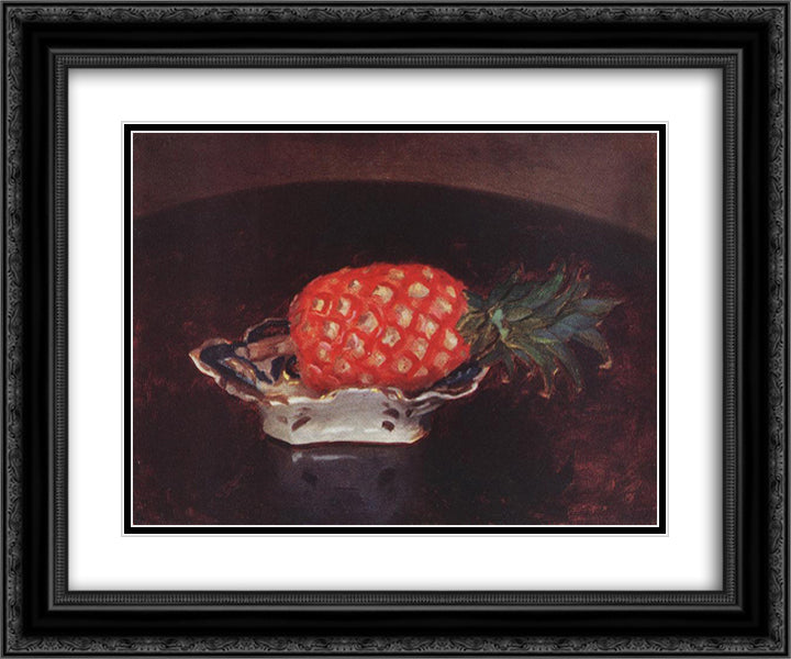 Pineapple 24x20 Black Ornate Wood Framed Art Print Poster with Double Matting by Ferenczy, Karoly
