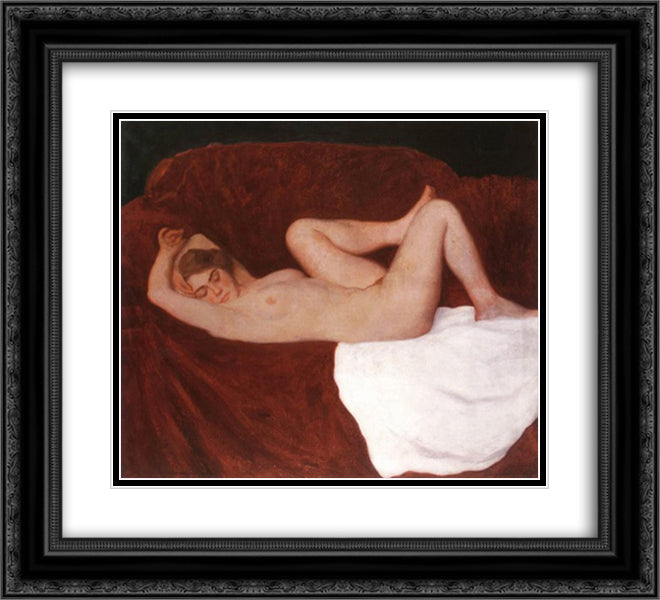 Sleeping Woman 22x20 Black Ornate Wood Framed Art Print Poster with Double Matting by Ferenczy, Karoly