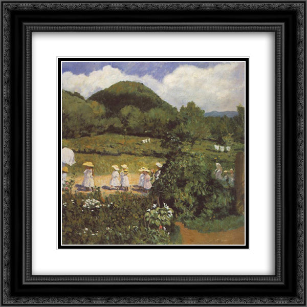 Summertime (Picnic in May) 20x20 Black Ornate Wood Framed Art Print Poster with Double Matting by Ferenczy, Karoly