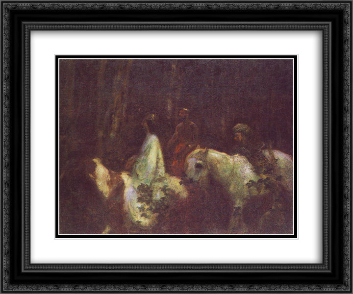 The Three Magi 24x20 Black Ornate Wood Framed Art Print Poster with Double Matting by Ferenczy, Karoly