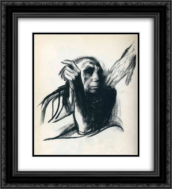Call of Death 20x22 Black Ornate Wood Framed Art Print Poster with Double Matting by Kollwitz, Kathe