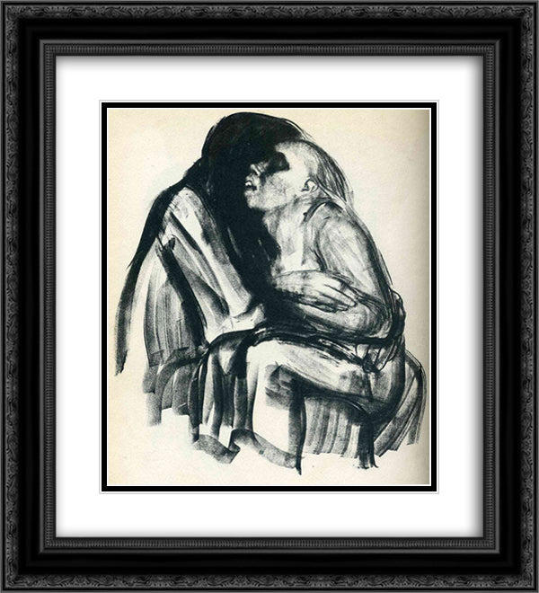Death with Girl in Her Lap 20x22 Black Ornate Wood Framed Art Print Poster with Double Matting by Kollwitz, Kathe