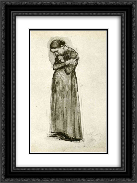 Gretchen 18x24 Black Ornate Wood Framed Art Print Poster with Double Matting by Kollwitz, Kathe
