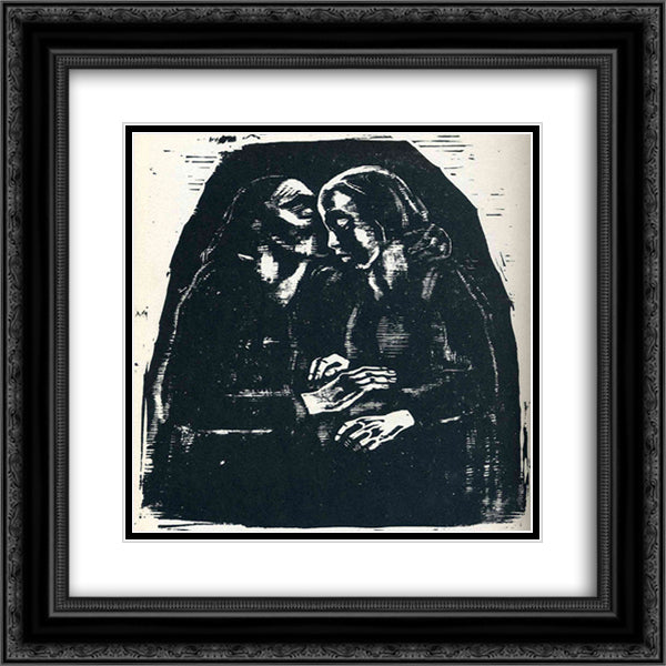 Mary and Elizabeth 20x20 Black Ornate Wood Framed Art Print Poster with Double Matting by Kollwitz, Kathe