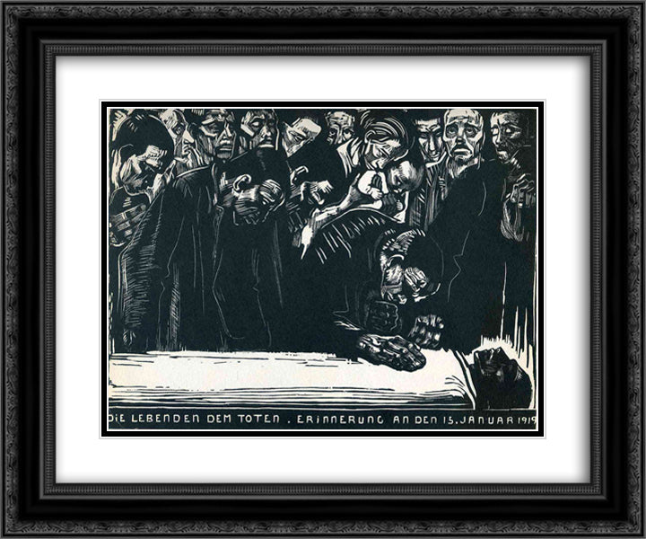 Memorial for Karl Liebknecht 24x20 Black Ornate Wood Framed Art Print Poster with Double Matting by Kollwitz, Kathe