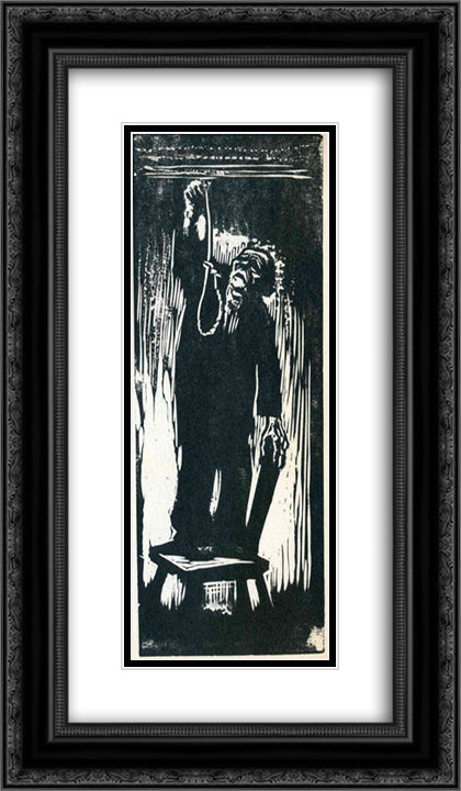 Old Man with Noose 14x24 Black Ornate Wood Framed Art Print Poster with Double Matting by Kollwitz, Kathe