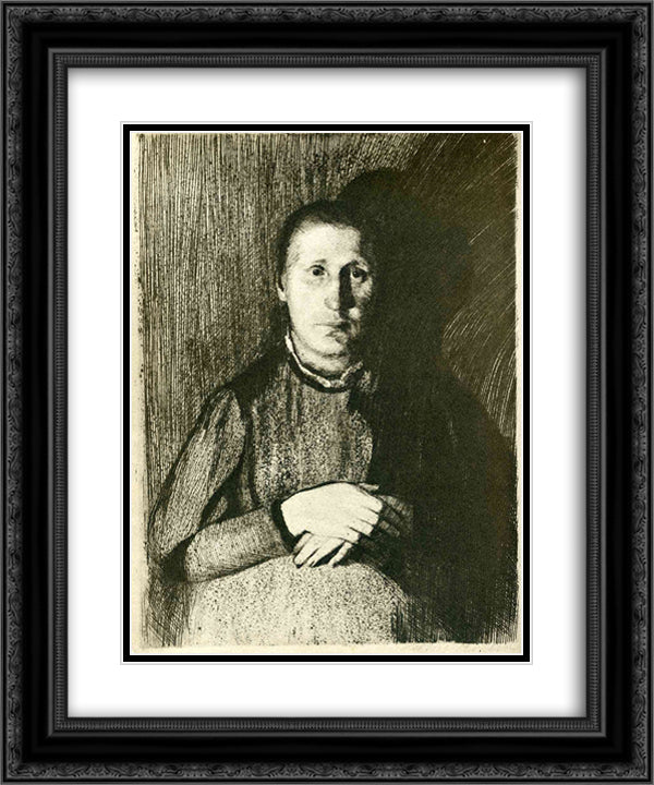 Pregnant woman with folded hands 20x24 Black Ornate Wood Framed Art Print Poster with Double Matting by Kollwitz, Kathe