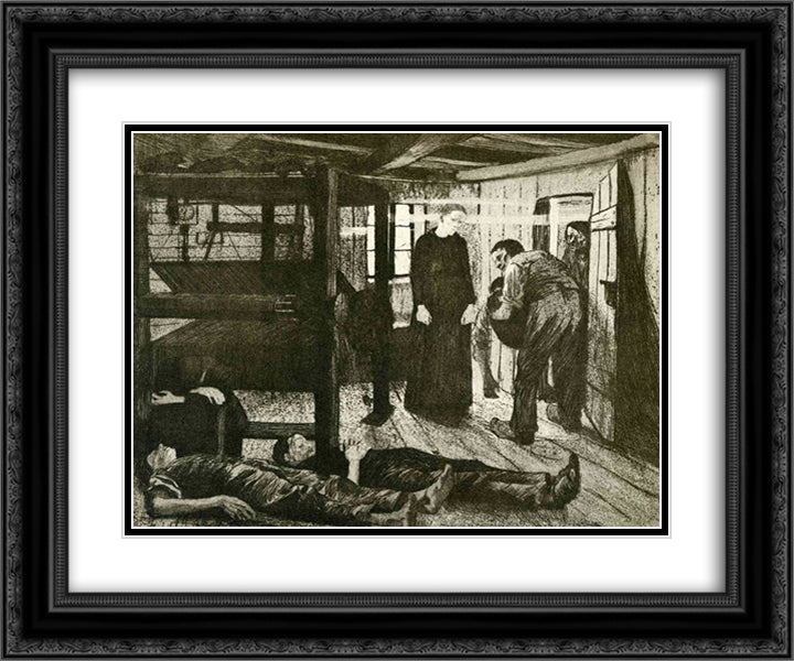 The End 24x20 Black Ornate Wood Framed Art Print Poster with Double Matting by Kollwitz, Kathe