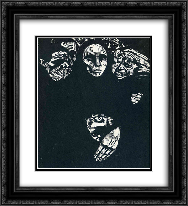 The People 20x22 Black Ornate Wood Framed Art Print Poster with Double Matting by Kollwitz, Kathe