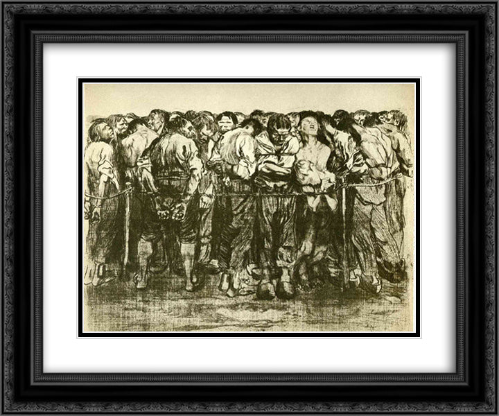 The Prisoners 24x20 Black Ornate Wood Framed Art Print Poster with Double Matting by Kollwitz, Kathe