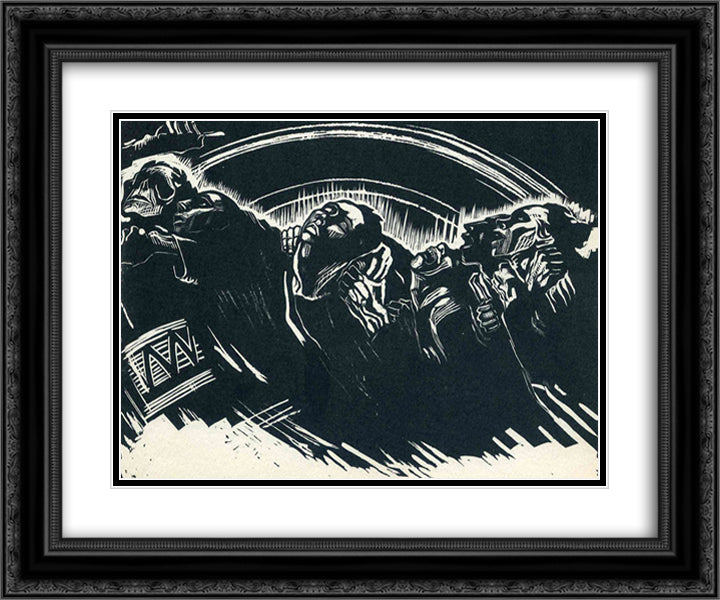 The Volunteers 24x20 Black Ornate Wood Framed Art Print Poster with Double Matting by Kollwitz, Kathe
