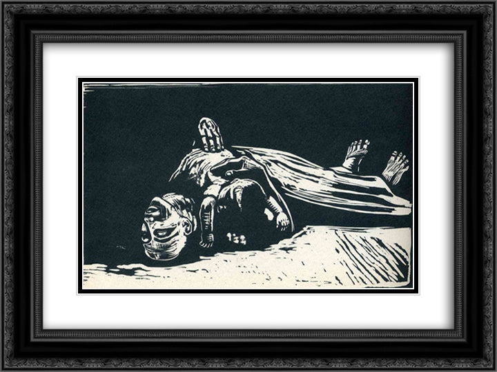 The Widow II 24x18 Black Ornate Wood Framed Art Print Poster with Double Matting by Kollwitz, Kathe