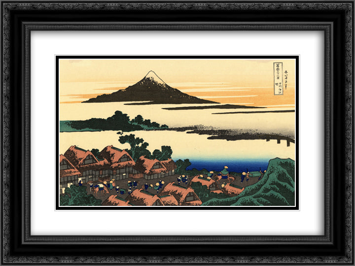 Dawn at Isawa in the Kai province 24x18 Black Ornate Wood Framed Art Print Poster with Double Matting by Hokusai, Katsushika