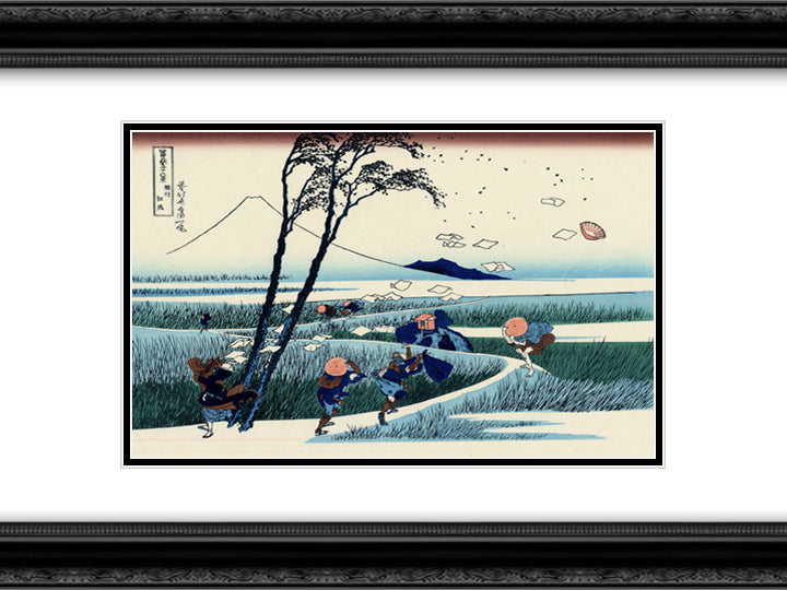 Ejiri in the Suruga province 24x18 Black Ornate Wood Framed Art Print Poster with Double Matting by Hokusai, Katsushika