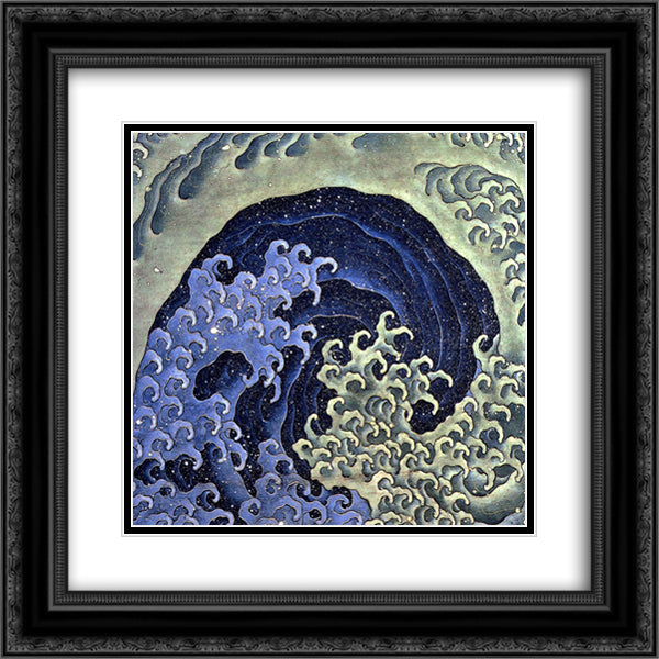 Femenine wave 20x20 Black Ornate Wood Framed Art Print Poster with Double Matting by Hokusai, Katsushika