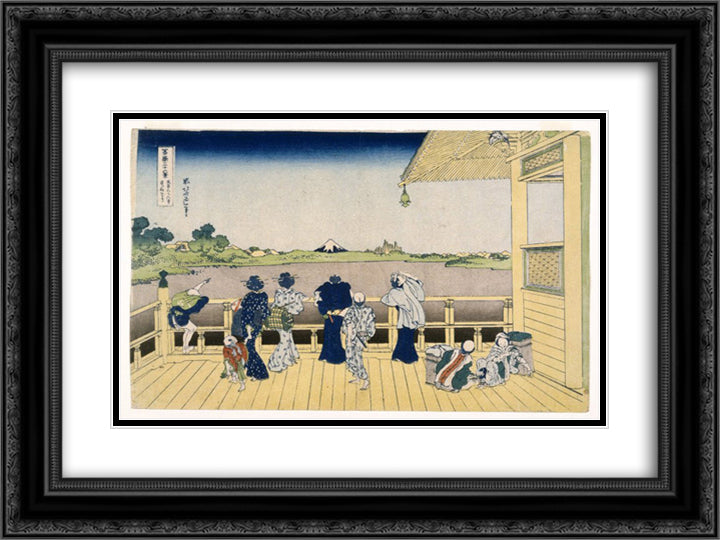 Fuji from the Platform of Sasayedo 24x18 Black Ornate Wood Framed Art Print Poster with Double Matting by Hokusai, Katsushika