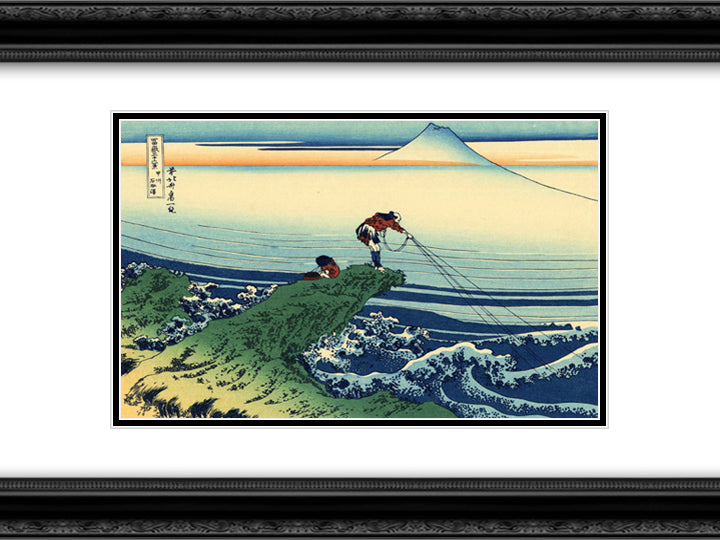 Kajikazawa in Kai Province 24x18 Black Ornate Wood Framed Art Print Poster with Double Matting by Hokusai, Katsushika