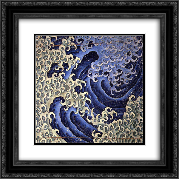 Masculine wave 20x20 Black Ornate Wood Framed Art Print Poster with Double Matting by Hokusai, Katsushika